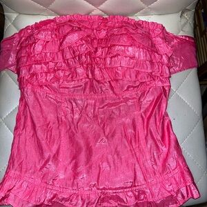 This gorgeous top cotton/lycra material soft light wt. Built in padded bra.